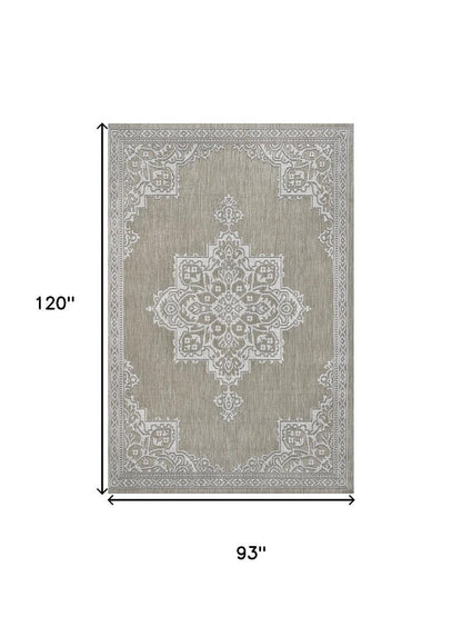 8' X 10' Beige And Cream Medallion Indoor Outdoor Area Rug HomeRoots