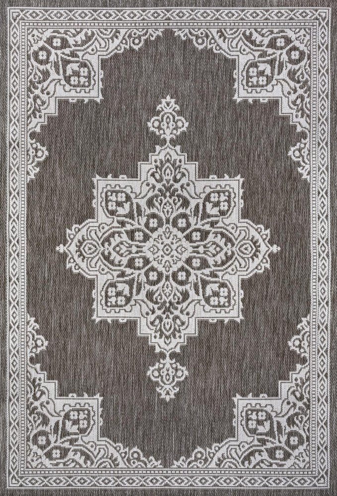 5' X 8' Light Brown And Cream Medallion Indoor Outdoor Area Rug HomeRoots