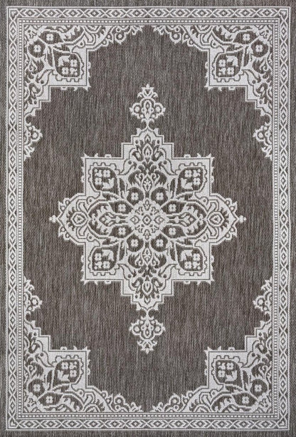 5' X 8' Light Brown And Cream Medallion Indoor Outdoor Area Rug HomeRoots