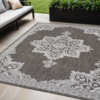 5' X 8' Light Brown And Cream Medallion Indoor Outdoor Area Rug HomeRoots