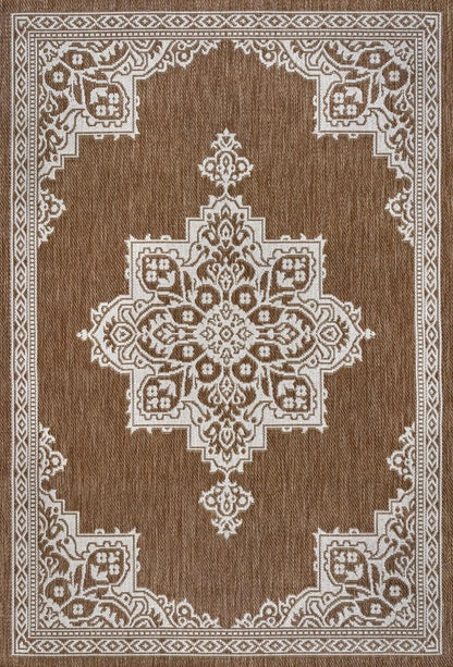 8' X 10' Terra Cotta And Cream Medallion Indoor Outdoor Area Rug HomeRoots