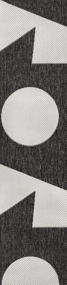 8' Black And Cream Geometric Indoor Outdoor Runner Rug HomeRoots