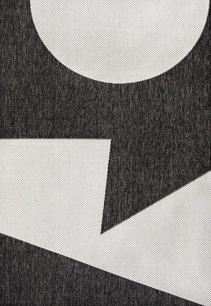 5' X 8' Black And Cream Geometric Indoor Outdoor Area Rug HomeRoots