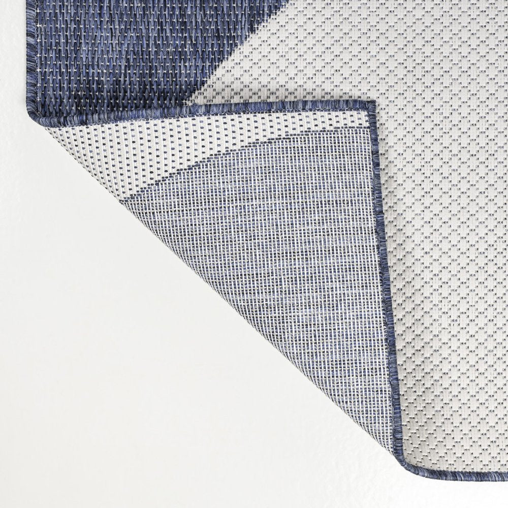 8' X 10' Navy Blue And Cream Geometric Indoor Outdoor Area Rug — view 1