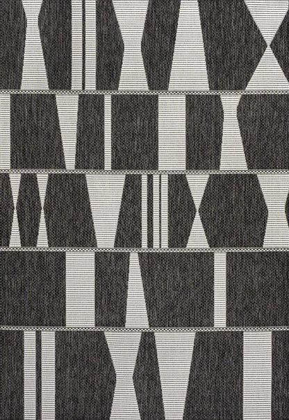 4' X 6' Black And Cream Geometric Indoor Outdoor Area Rug HomeRoots