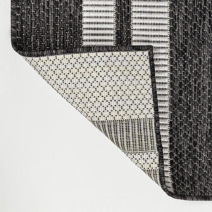 5' X 8' Black And Cream Geometric Indoor Outdoor Area Rug HomeRoots