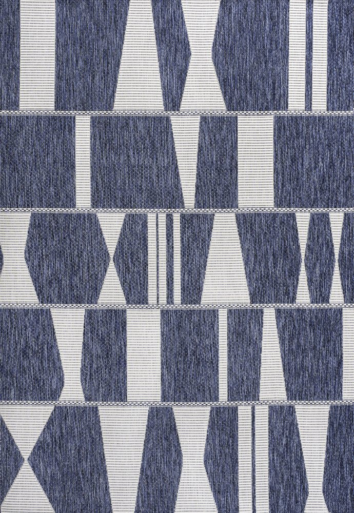 3' X 5' Navy Blue And Cream Geometric Indoor Outdoor Area Rug HomeRoots