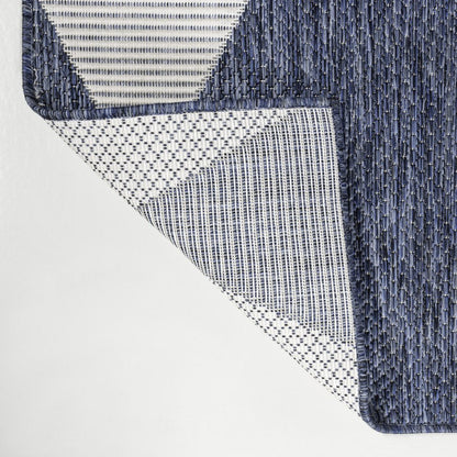 5' X 8' Navy Blue And Cream Geometric Indoor Outdoor Area Rug HomeRoots