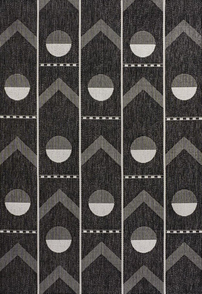 3' X 5' Black And Cream Geometric Indoor Outdoor Area Rug HomeRoots