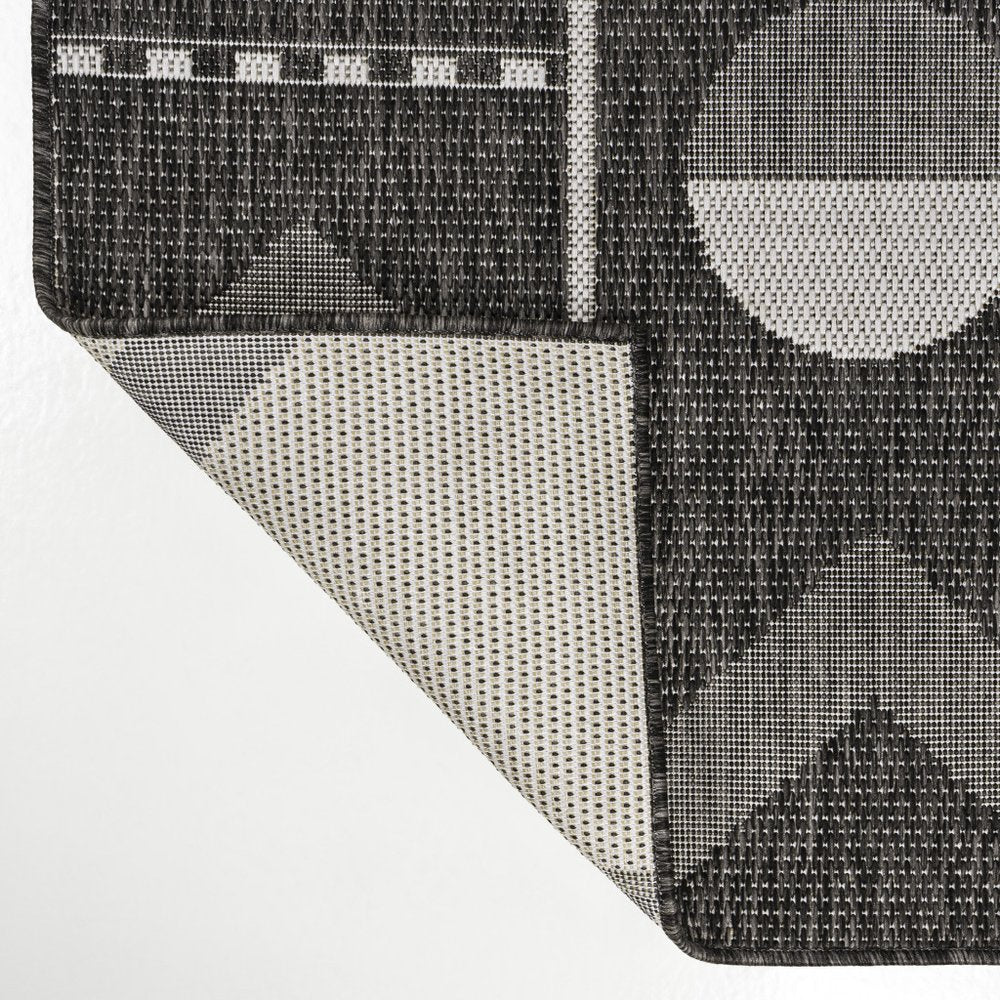 3' X 5' Black And Cream Geometric Indoor Outdoor Area Rug HomeRoots