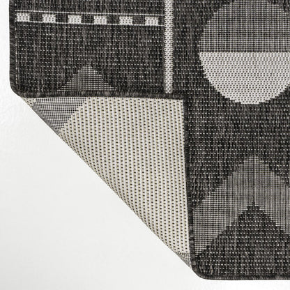 3' X 5' Black And Cream Geometric Indoor Outdoor Area Rug HomeRoots