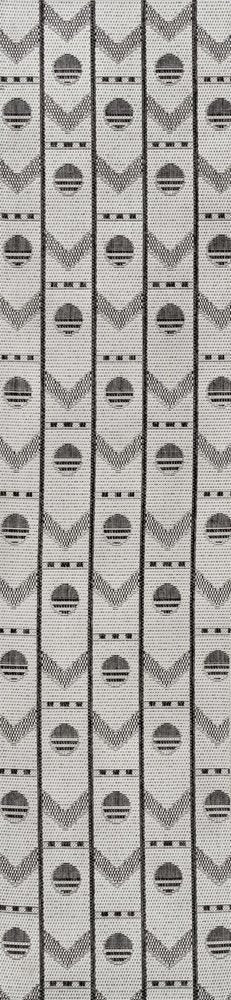 8' Cream And Black Geometric Indoor Outdoor Runner Rug HomeRoots