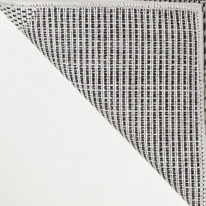 8' Cream And Black Geometric Indoor Outdoor Runner Rug HomeRoots