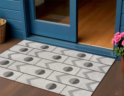 3' X 5' Cream And Black Geometric Indoor Outdoor Area Rug HomeRoots