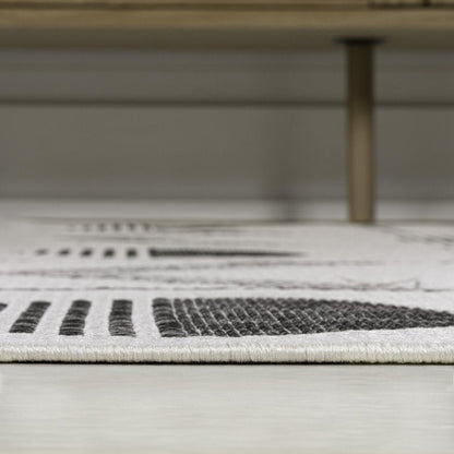 3' X 5' Cream And Black Geometric Indoor Outdoor Area Rug HomeRoots