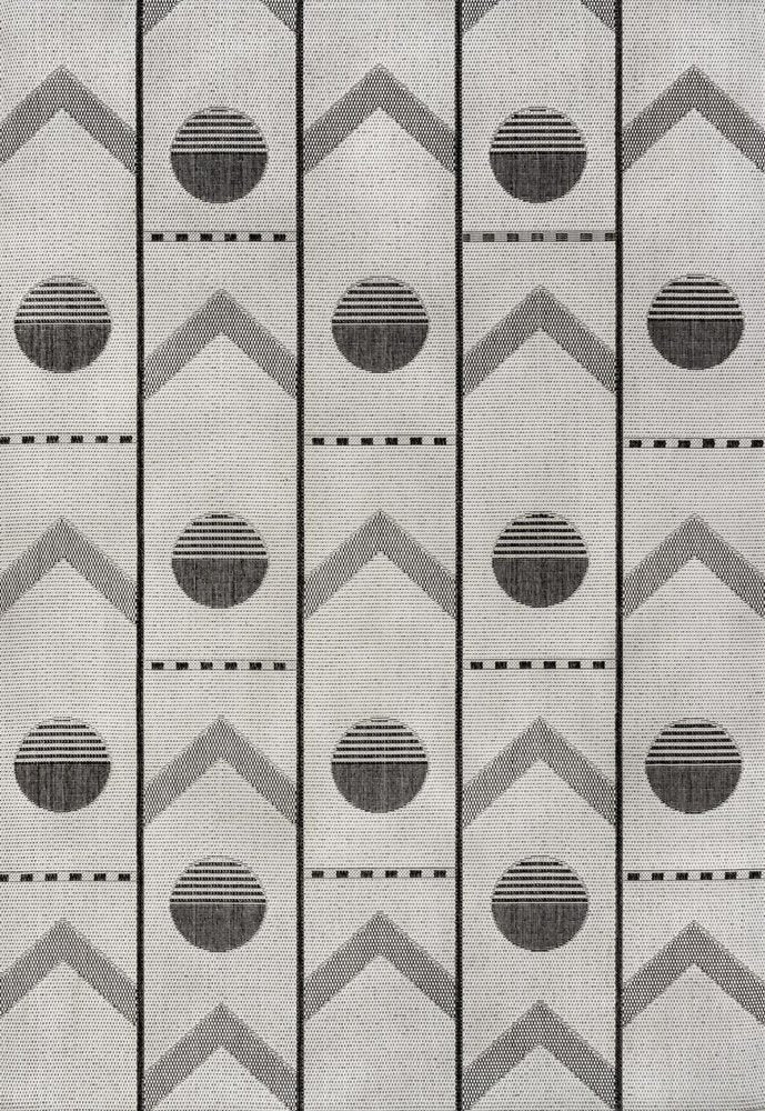 4' X 6' Cream And Black Geometric Indoor Outdoor Area Rug — view 1