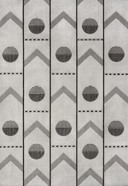 4' X 6' Cream And Black Geometric Indoor Outdoor Area Rug HomeRoots