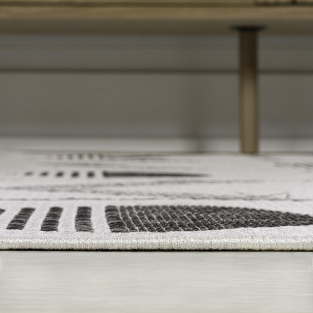 4' X 6' Cream And Black Geometric Indoor Outdoor Area Rug HomeRoots