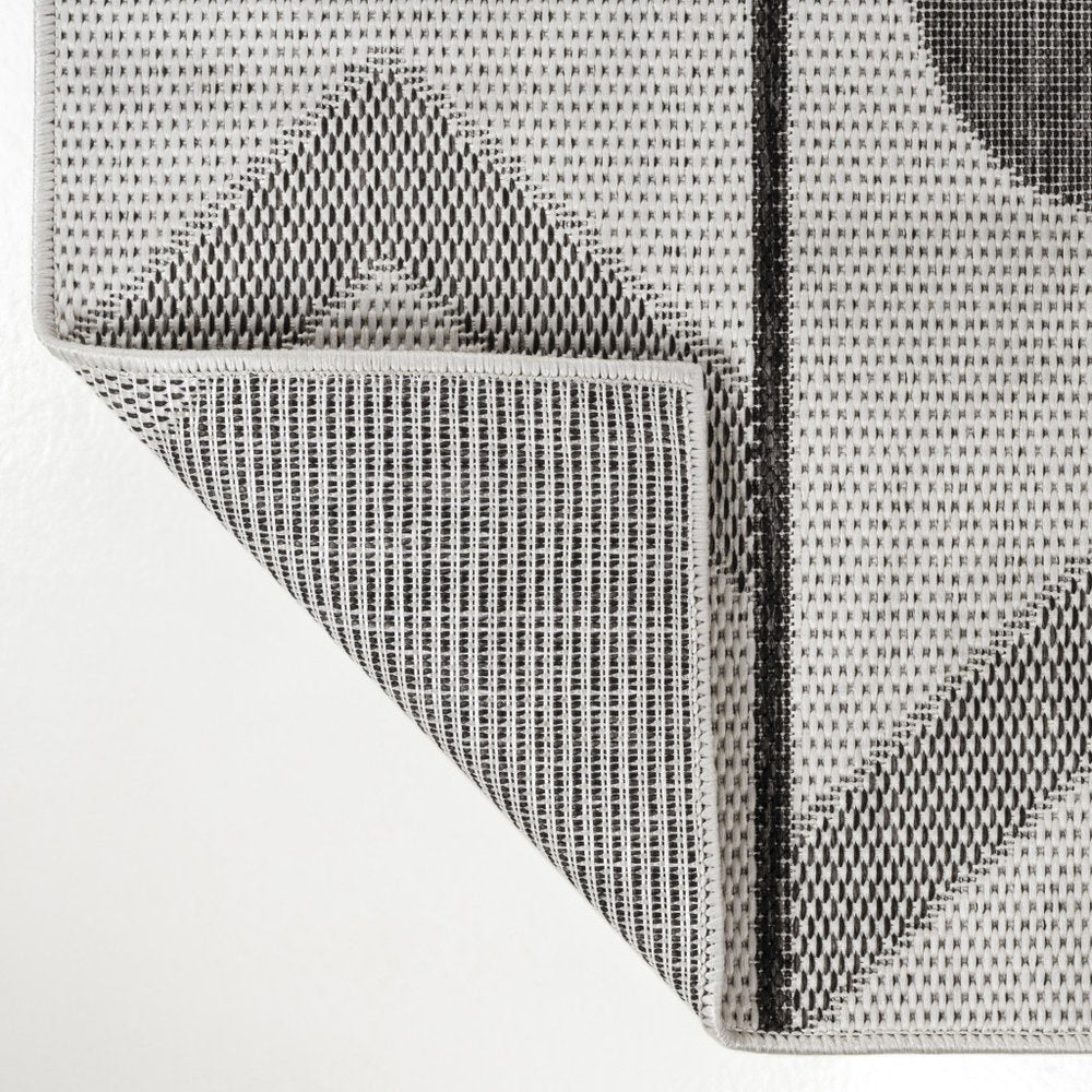 8' X 10' Cream And Black Geometric Indoor Outdoor Area Rug HomeRoots