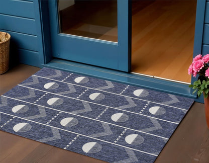 3' X 5' Navy Blue And Cream Geometric Indoor Outdoor Area Rug HomeRoots