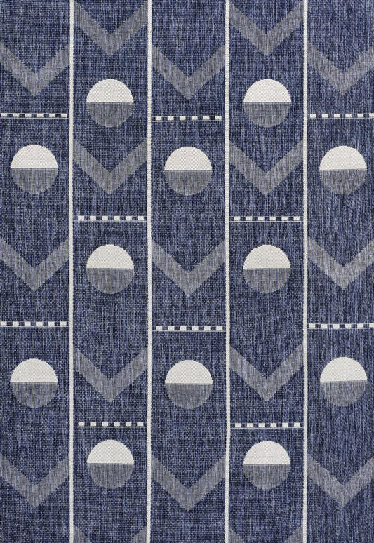 3' X 5' Navy Blue And Cream Geometric Indoor Outdoor Area Rug