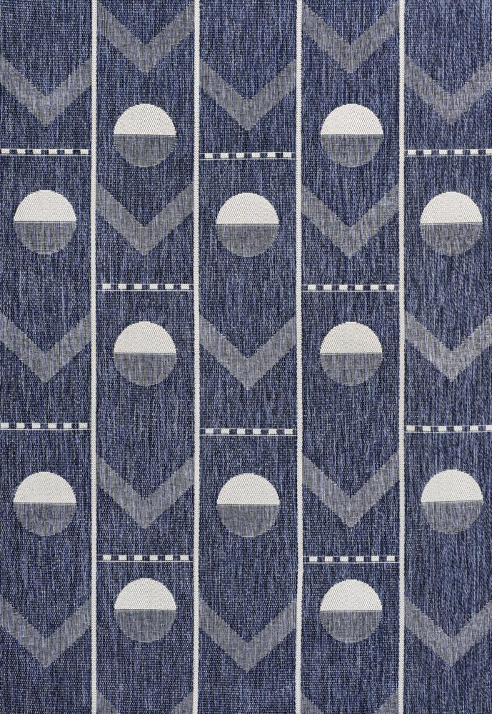 4' X 6' Navy Blue And Cream Geometric Indoor Outdoor Area Rug HomeRoots