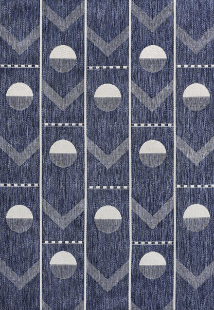 8' X 10' Navy Blue And Cream Geometric Indoor Outdoor Area Rug HomeRoots