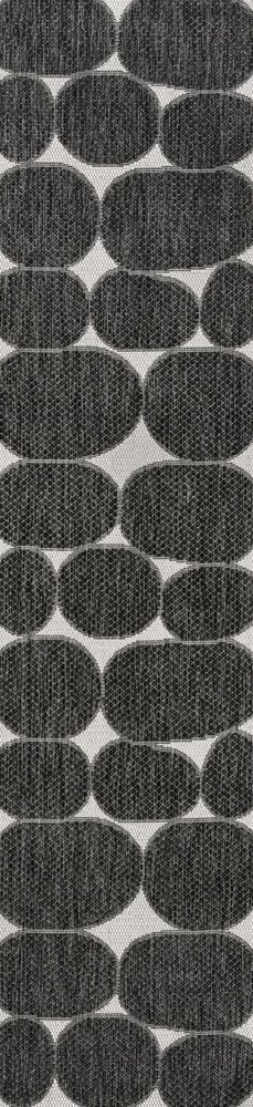 8' Black And Cream Geometric Indoor Outdoor Runner Rug HomeRoots