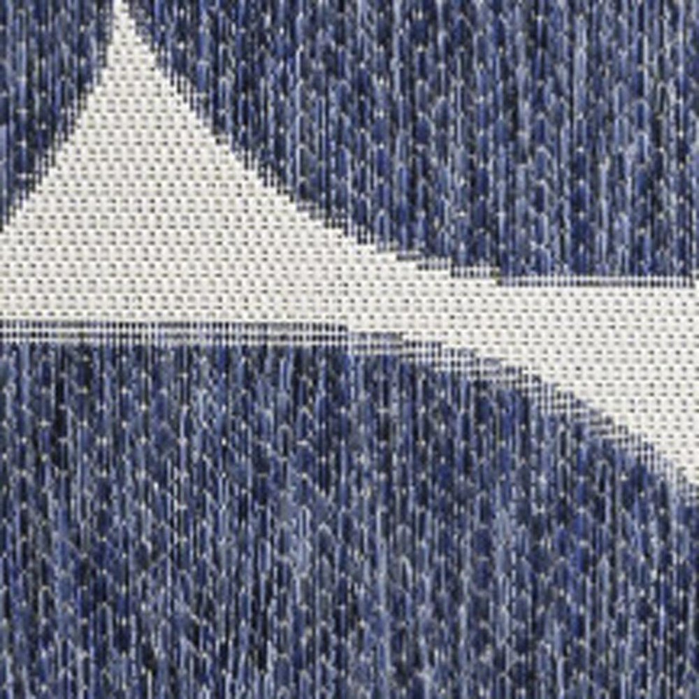 8' X 10' Navy Blue And Cream Geometric Indoor Outdoor Area Rug — view 4