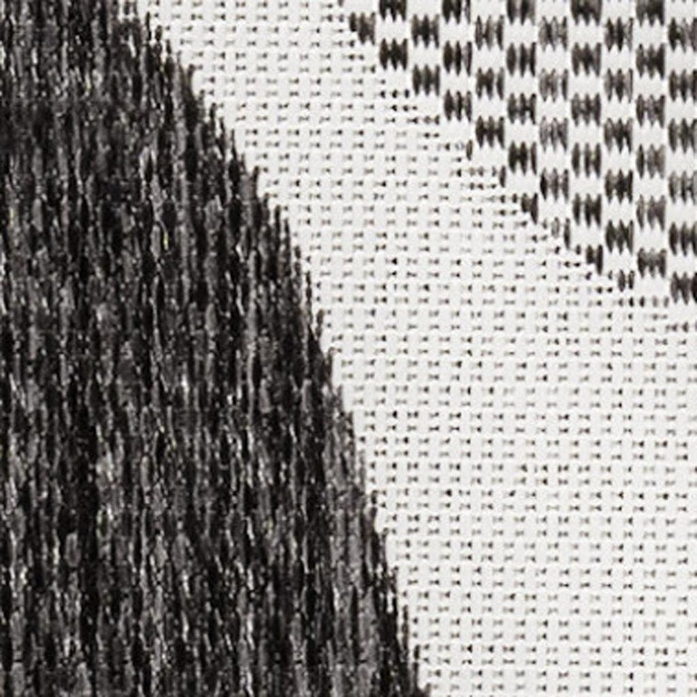 8' Cream And Black Geometric Indoor Outdoor Runner Rug — view 5