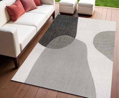 4' X 6' Cream And Black Geometric Indoor Outdoor Area Rug HomeRoots