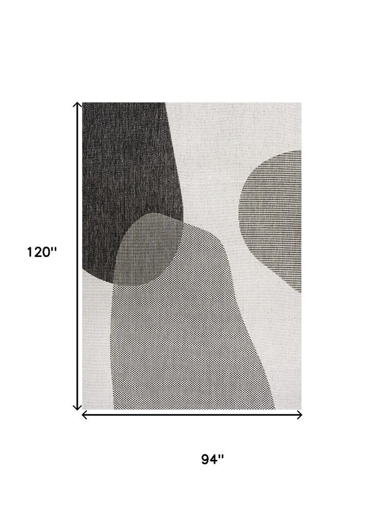8' X 10' Cream And Black Geometric Indoor Outdoor Area Rug HomeRoots