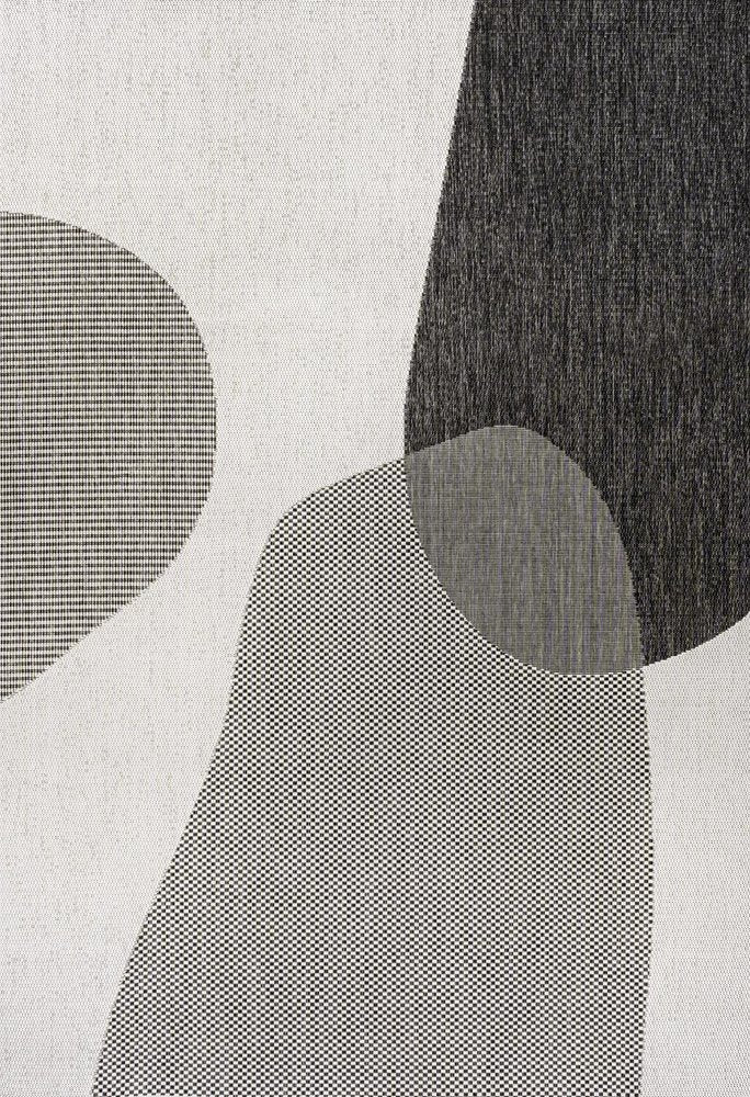 8' X 10' Cream And Black Geometric Indoor Outdoor Area Rug — view 4