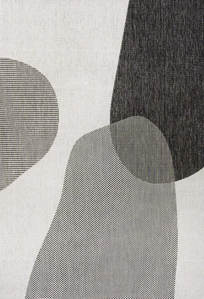 8' X 10' Cream And Black Geometric Indoor Outdoor Area Rug HomeRoots