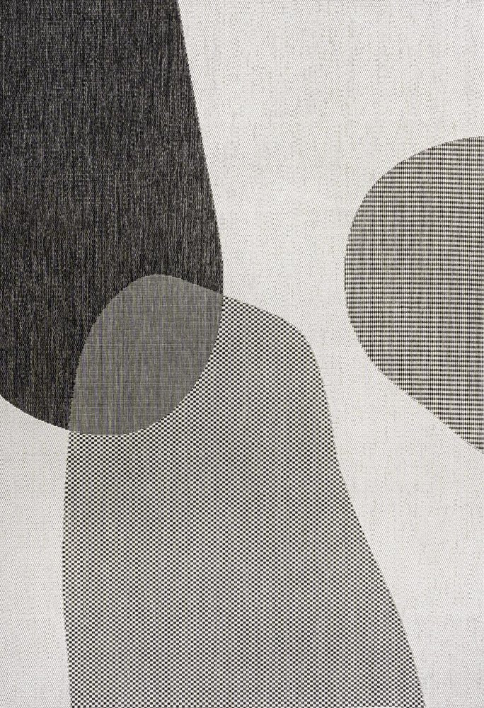 8' X 10' Cream And Black Geometric Indoor Outdoor Area Rug — view 1