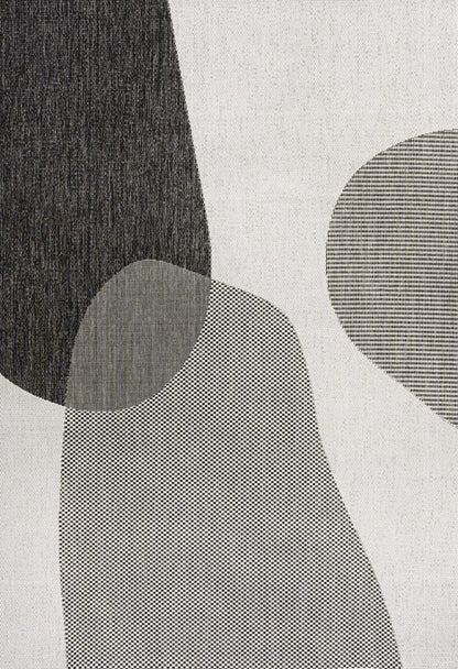 8' X 10' Cream And Black Geometric Indoor Outdoor Area Rug HomeRoots