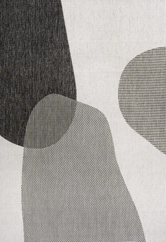 8' X 10' Cream And Black Geometric Indoor Outdoor Area Rug