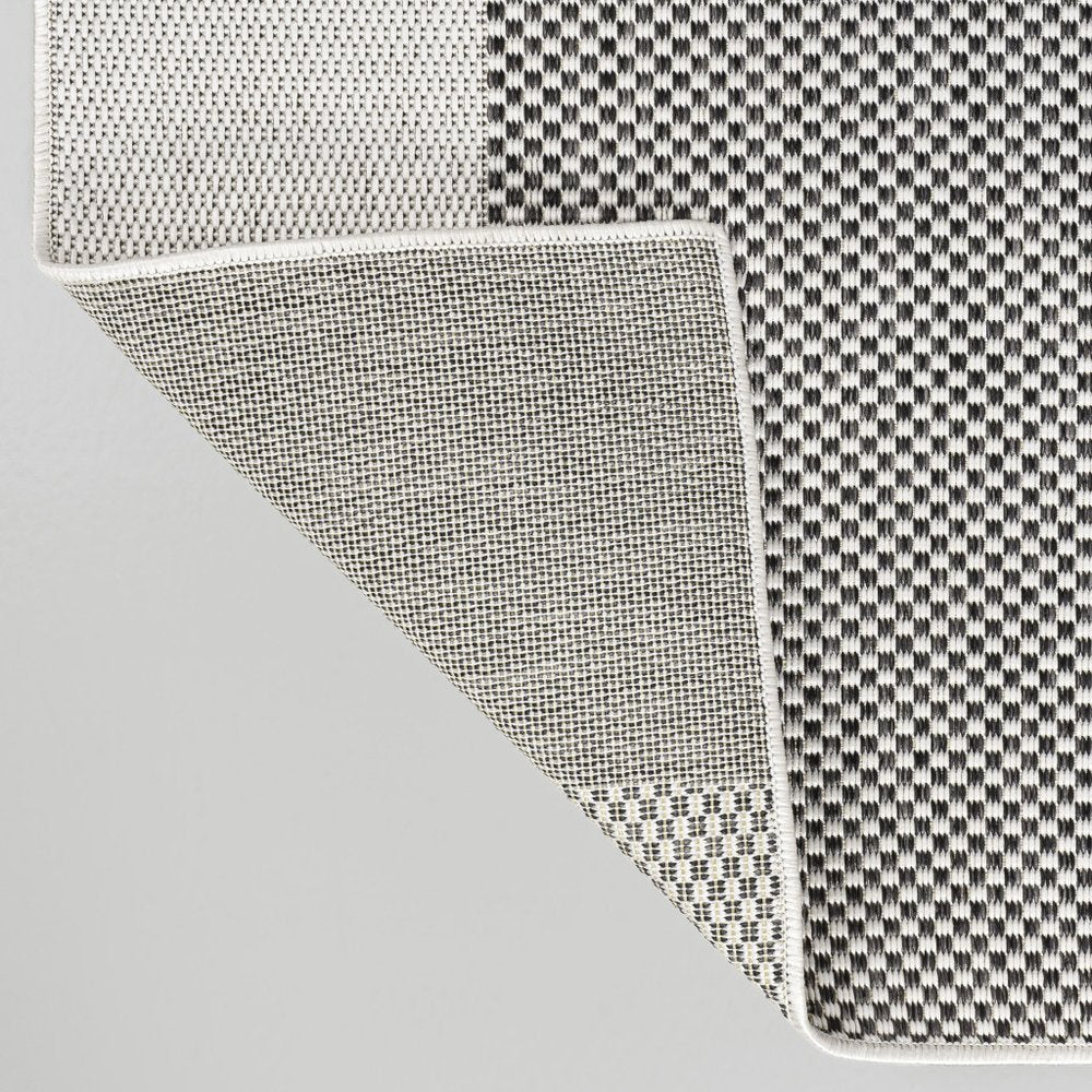 8' X 10' Cream And Black Geometric Indoor Outdoor Area Rug HomeRoots