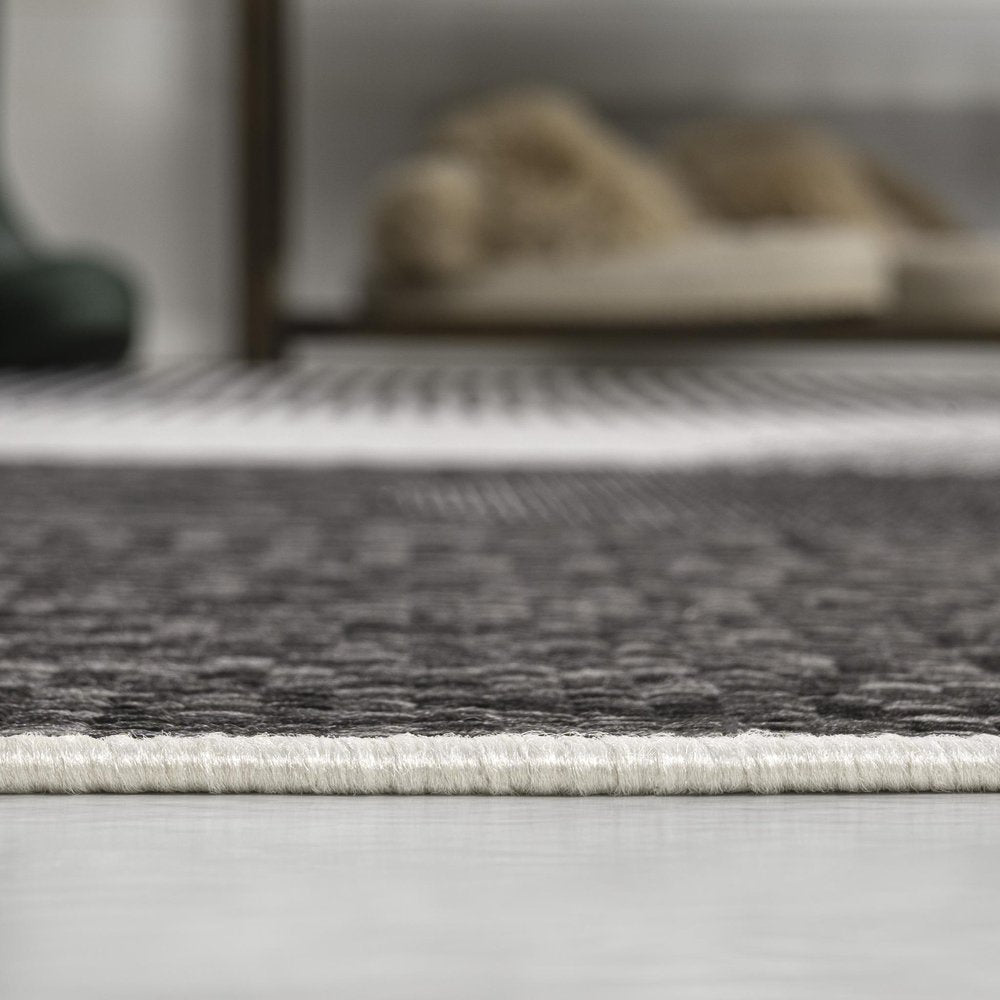 8' X 10' Cream And Black Geometric Indoor Outdoor Area Rug HomeRoots