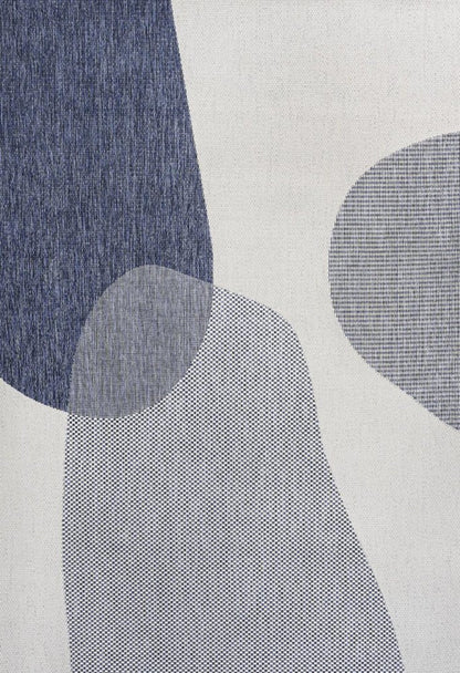 3' X 5' Cream And Navy Blue Geometric Indoor Outdoor Area Rug HomeRoots