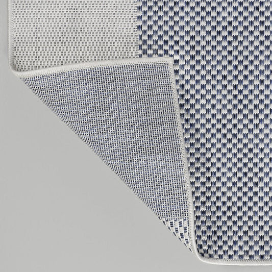 3' X 5' Cream And Navy Blue Geometric Indoor Outdoor Area Rug