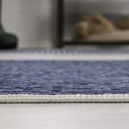 8' X 10' Cream And Navy Blue Geometric Indoor Outdoor Area Rug HomeRoots