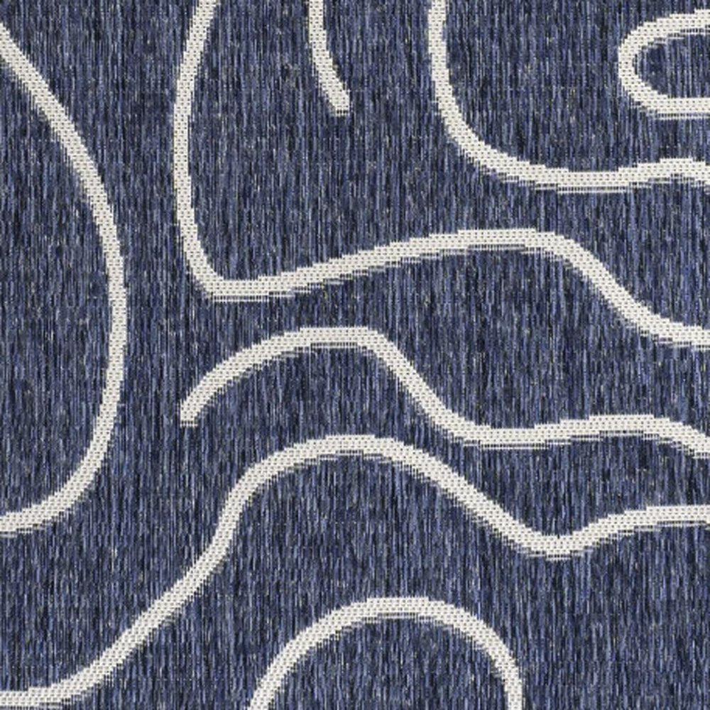 3' X 5' Navy Blue And Cream Abstract Indoor Outdoor Area Rug — view 4