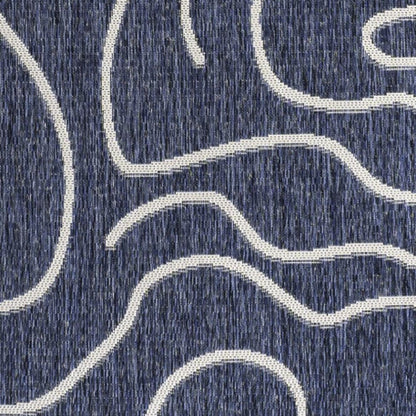 3' X 5' Navy Blue And Cream Abstract Indoor Outdoor Area Rug HomeRoots