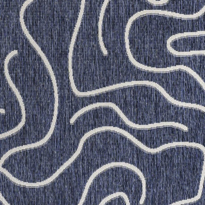 3' X 5' Navy Blue And Cream Abstract Indoor Outdoor Area Rug HomeRoots