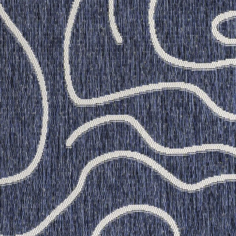 4' X 6' Navy Blue And Cream Abstract Indoor Outdoor Area Rug HomeRoots