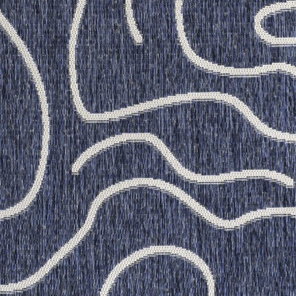 5' X 8' Navy Blue And Cream Abstract Indoor Outdoor Area Rug HomeRoots