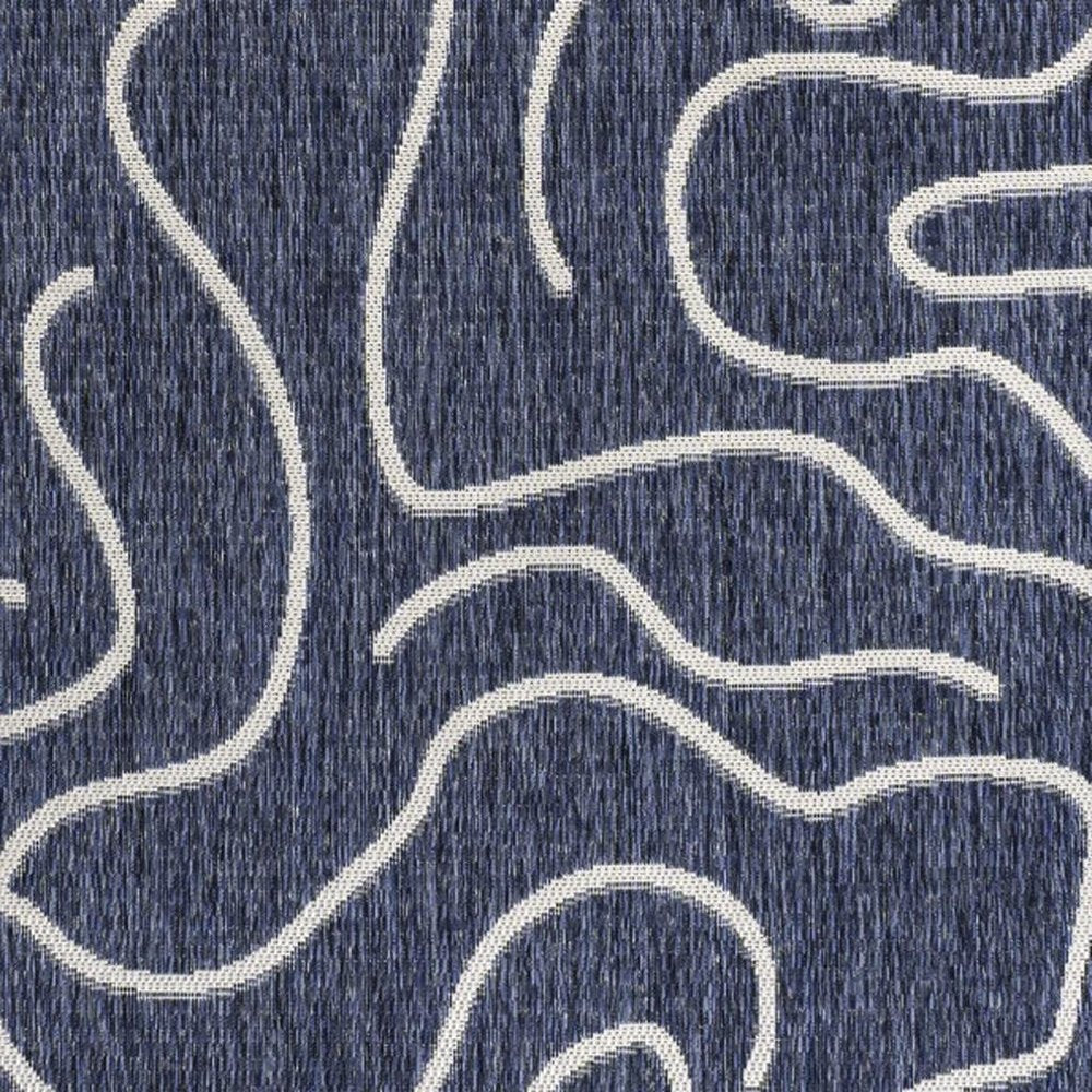 5' X 8' Navy Blue And Cream Abstract Indoor Outdoor Area Rug — view 5