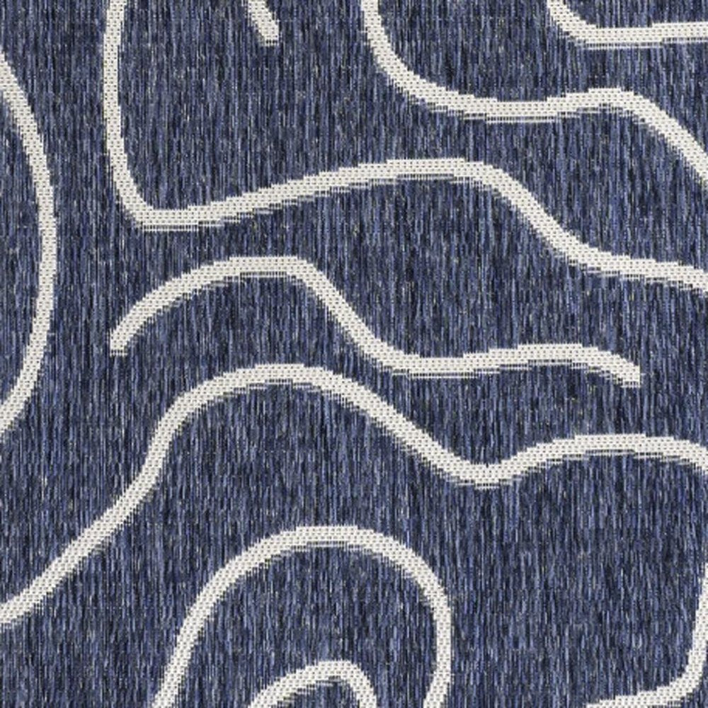 8' X 10' Navy Blue And Cream Abstract Indoor Outdoor Area Rug HomeRoots