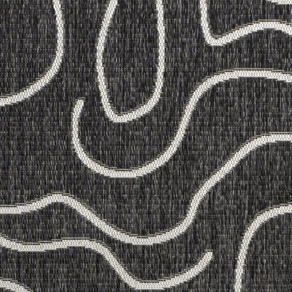 3' X 5' Black And Cream Abstract Indoor Outdoor Area Rug — view 4